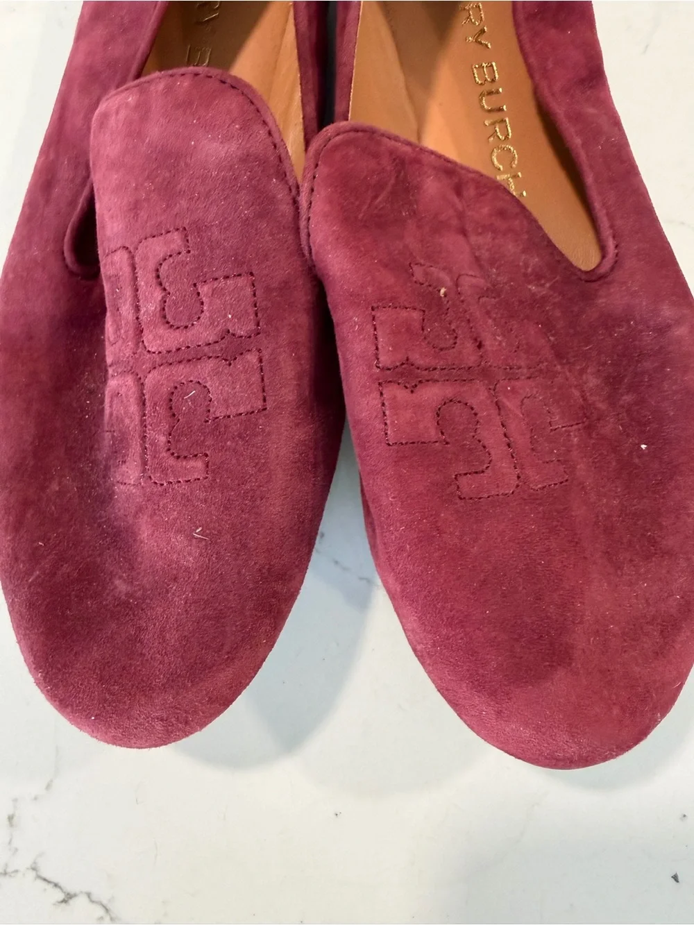 Tory Burch Suede  RUBY SMOKING Loafers in Wine